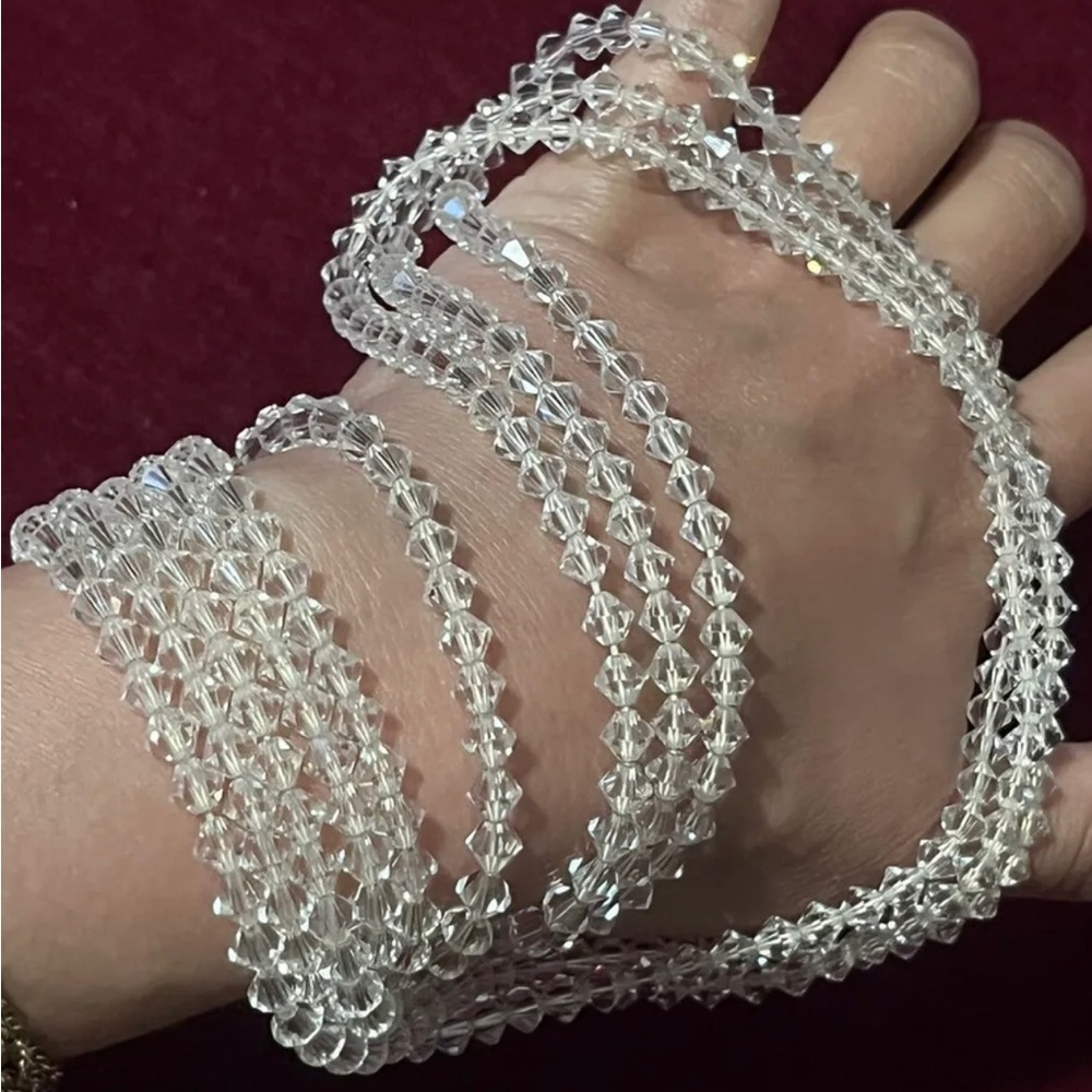 CINER VINTAGE HIGH QUALITY THREE STRAND CRYSTAL NECKLACE